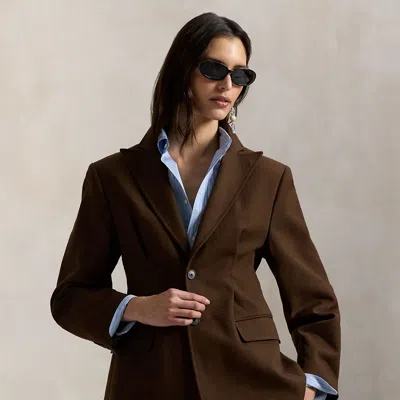 Ralph Lauren Single-breasted Cotton-wool Twill Blazer In Brown