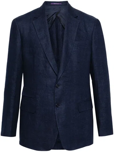 Ralph Lauren Single-breasted Linen Blazer In Blue