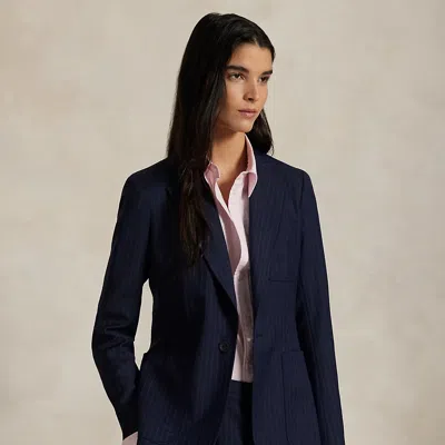 Ralph Lauren Single-breasted Pinstripe Blazer In Blue