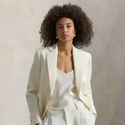 Ralph Lauren Single-breasted Silk-lapel Wool Blazer In White