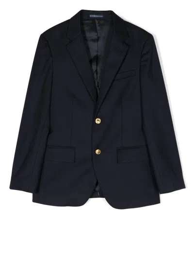 Polo Ralph Lauren Kids' Single-breasted Tailored Blazer In 蓝色