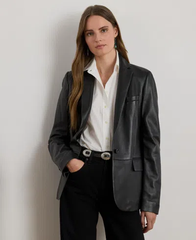 Ralph Lauren Single-button Lambskin Blazer In Black