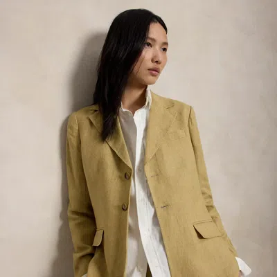 Polo Ralph Lauren Single-breasted Délavé Linen Blazer In Classic Camel In Brown
