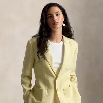 Ralph Lauren Single-breasted Linen Blazer In Yellow