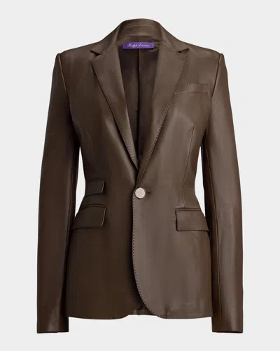 Ralph Lauren Single-breasted Plonge Leather Blazer In Multi