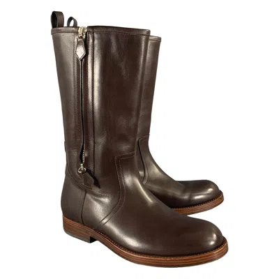 Pre-owned Ralph Lauren Size 11 Brown Leather Pull On Boots
