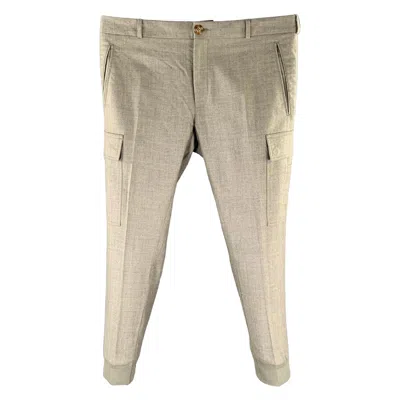Pre-owned Ralph Lauren Size 34 Gray Heather Wool Blend Cargo Dress Pants