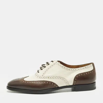 Pre-owned Ralph Lauren Size 37 White/brown Leather Oxfords