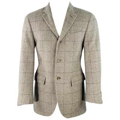 Pre-owned Ralph Lauren Size 38 Regular Grey Black Window Pane Cashmere Sport Coat In Gray