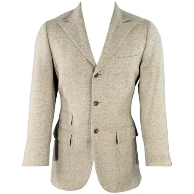 Pre-owned Ralph Lauren Size 38 Regular Grey Light Grey Herringbone Camel Hair Sport Coat In Gray