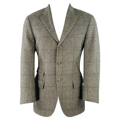 Pre-owned Ralph Lauren Size 38 Regular Grey Light Grey Plaid Cashmere Sport Coat In Gray