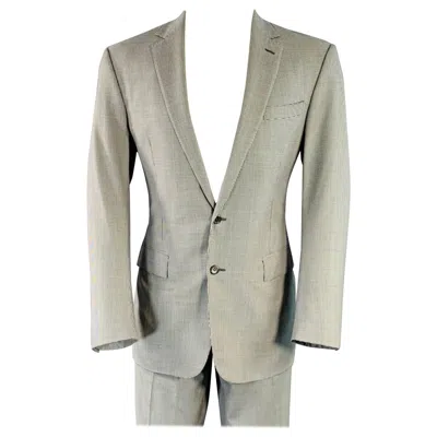 Pre-owned Ralph Lauren Size 40 Regular Black Grey Houndstooth Wool Notch Lapel Suit In Gray