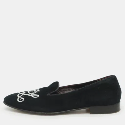 Pre-owned Ralph Lauren Size 42 Navy Blue Velvet Smoking Slippers