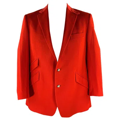 Pre-owned Ralph Lauren Size 44 Red Wool Notch Lapel Sport Coat