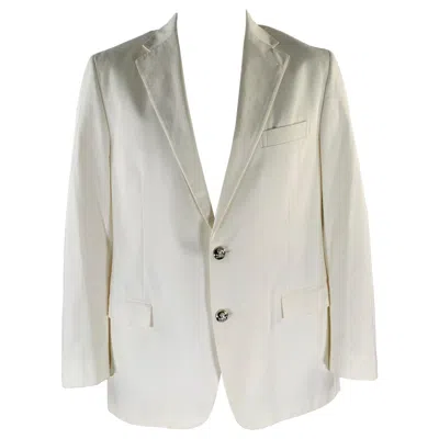 Pre-owned Ralph Lauren Size 46 White Cotton Notch Lapel Sport Coat
