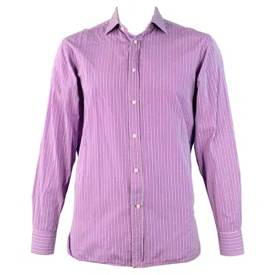 Pre-owned Ralph Lauren Size L Purple Black White Stripe Cotton Long Sleeve Shirt
