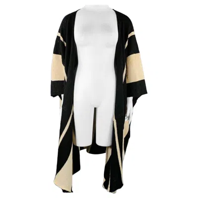 Pre-owned Ralph Lauren Size M/l Black Beige Linen Silk Color Block Cardigan