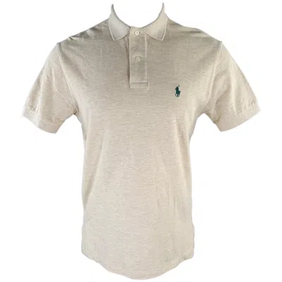 Pre-owned Ralph Lauren Size S Khaki Logo Cotton Ribbed Polo In Beige