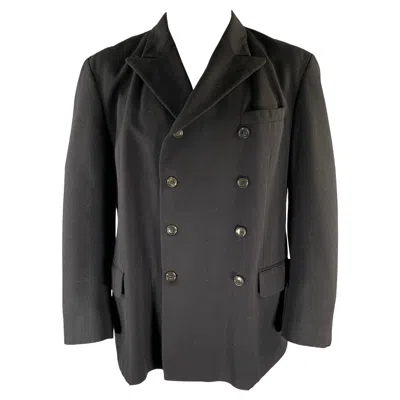Pre-owned Ralph Lauren Size Xl Black Wool Cotton Peak Lapel Sport Coat