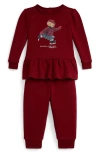 Ralph Lauren Skater Peplum Graphic Sweatshirt & Joggers Set In Multi