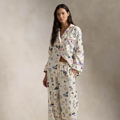 Polo Ralph Lauren Ski-motif Cotton Long-sleeve Pajama Set In Ski Slp Prnt