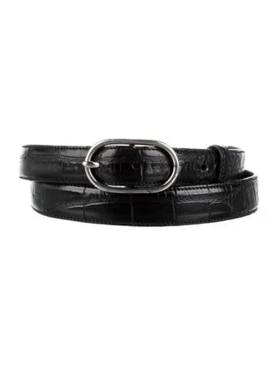 Pre-owned Ralph Lauren Skinny Alligator Belt In Black