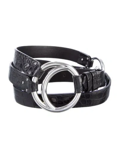 Pre-owned Ralph Lauren Skinny Alligator Belt In Black