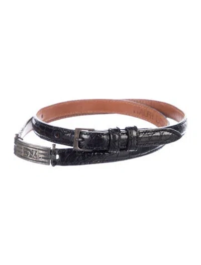 Pre-owned Ralph Lauren Skinny Alligator Belt In Black