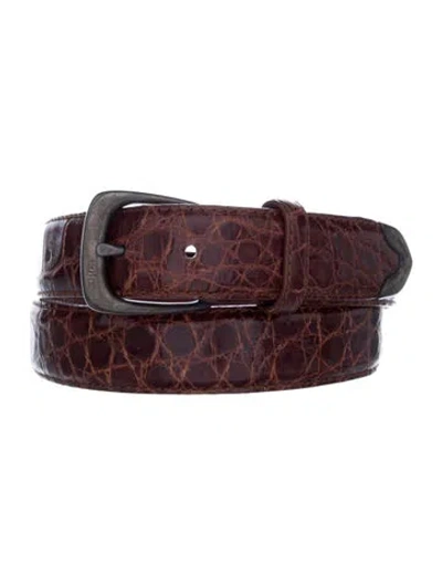 Pre-owned Ralph Lauren Skinny Alligator Belt In Brown