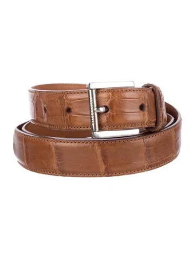 Pre-owned Ralph Lauren Skinny Alligator Belt In Brown