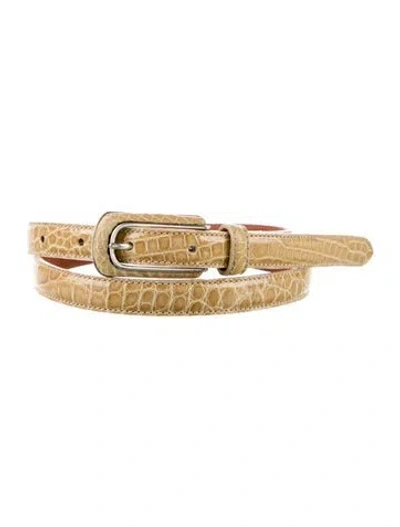 Pre-owned Ralph Lauren Skinny Alligator Belt In Brown