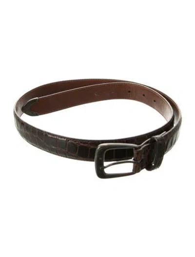 Pre-owned Ralph Lauren Skinny Alligator Belt In Brown