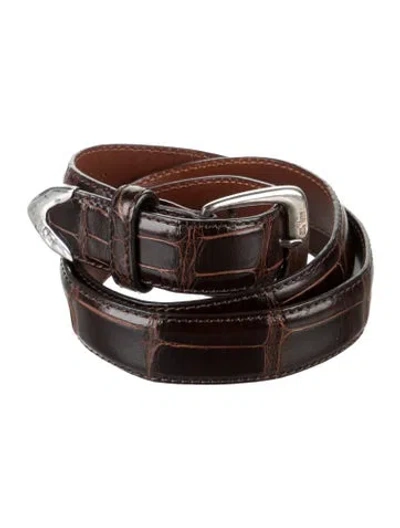 Pre-owned Ralph Lauren Skinny Alligator Belt In Brown