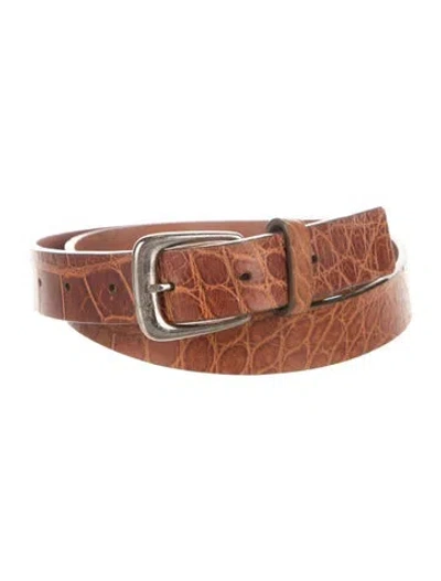Pre-owned Ralph Lauren Skinny Alligator Belt In Brown
