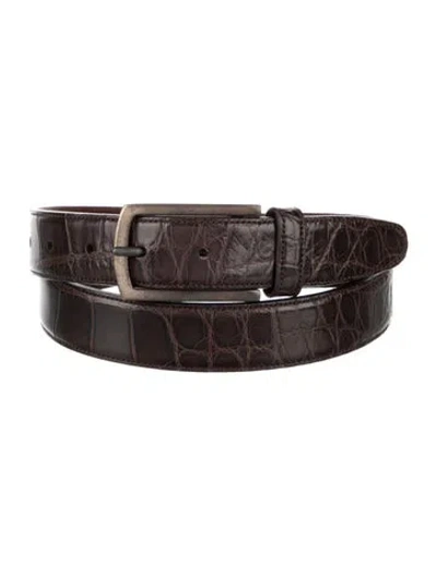 Pre-owned Ralph Lauren Skinny Alligator Belt In Brown