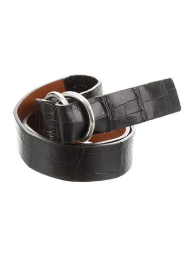 Pre-owned Ralph Lauren Skinny Leather Belt In Black