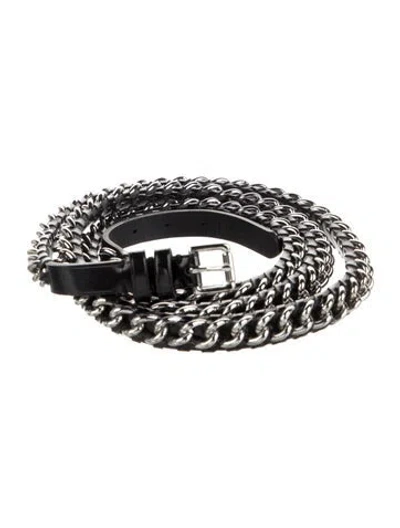 Pre-owned Ralph Lauren Skinny Leather Belt In Black