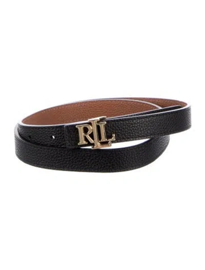 Pre-owned Ralph Lauren Skinny Leather Belt In Black