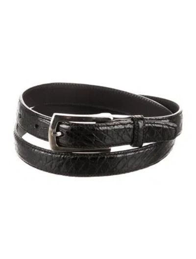 Pre-owned Ralph Lauren Skinny Leather Belt In Black