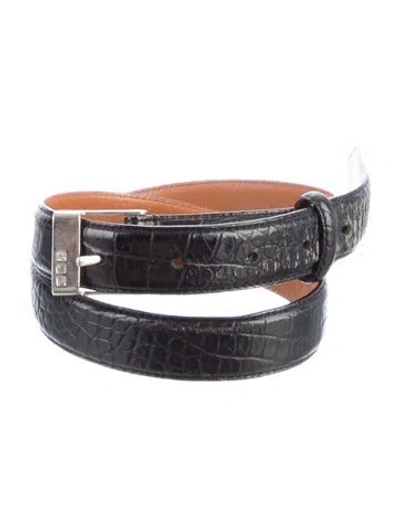 Pre-owned Ralph Lauren Skinny Leather Belt In Black