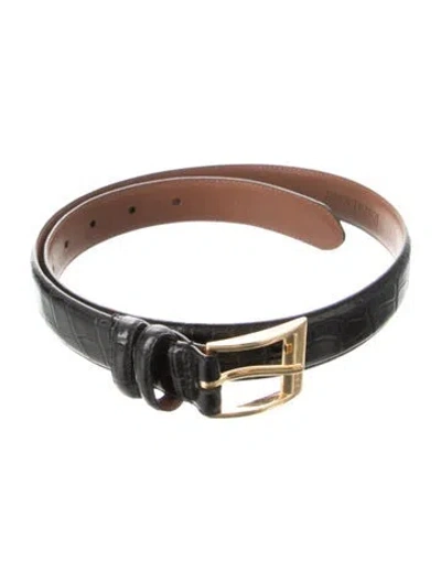 Pre-owned Ralph Lauren Skinny Leather Belt In Black