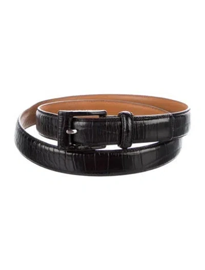Pre-owned Ralph Lauren Skinny Leather Belt In Black