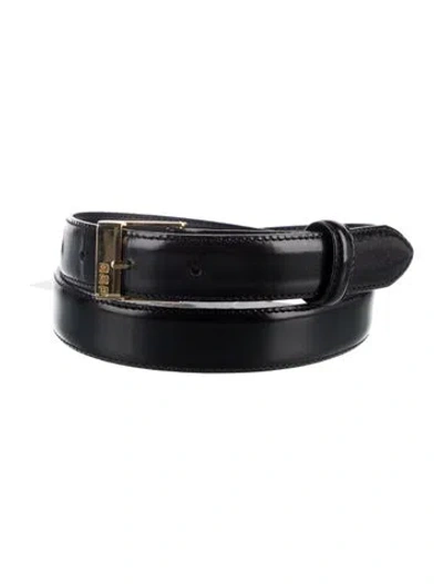 Pre-owned Ralph Lauren Skinny Leather Belt In Black