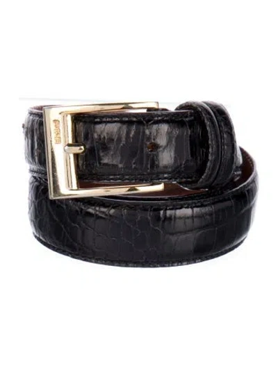 Pre-owned Ralph Lauren Skinny Leather Belt In Black