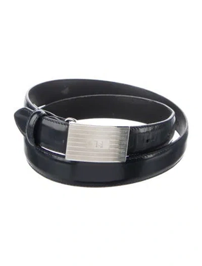 Pre-owned Ralph Lauren Skinny Leather Belt In Blue