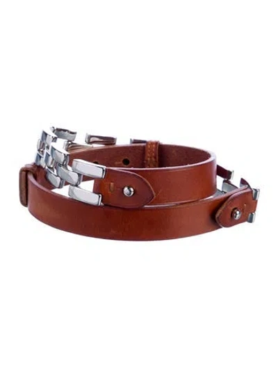 Pre-owned Ralph Lauren Skinny Leather Belt In Brown