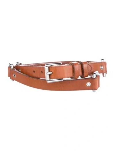 Pre-owned Ralph Lauren Skinny Leather Belt In Brown
