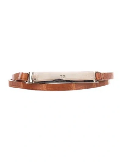 Pre-owned Ralph Lauren Skinny Leather Belt In Brown