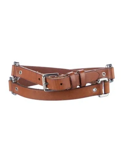 Pre-owned Ralph Lauren Skinny Leather Belt In Brown