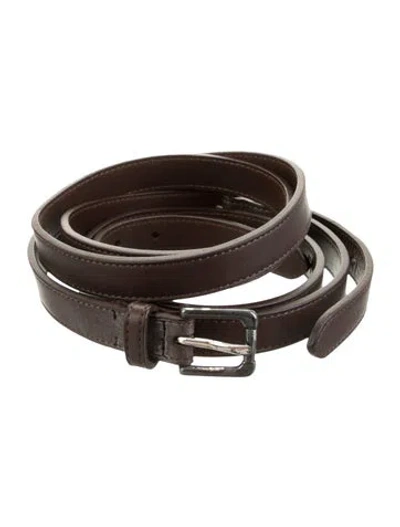 Pre-owned Ralph Lauren Skinny Leather Belt In Brown